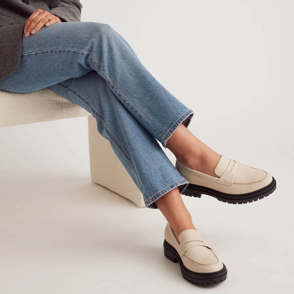 Quince Cream and Black Loafers - Picture 3 of 9